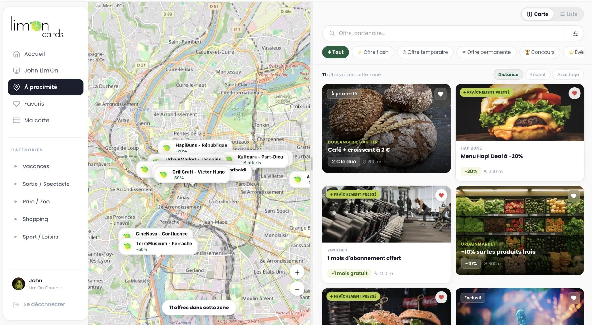 Application Lim’On Cards : offres géolocalisées autour de vos membres